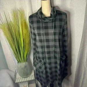 Bulotus Women's XL Long Sleeve Cowl Neck Asymmetrical Hem Tunic Tops w/Pockets